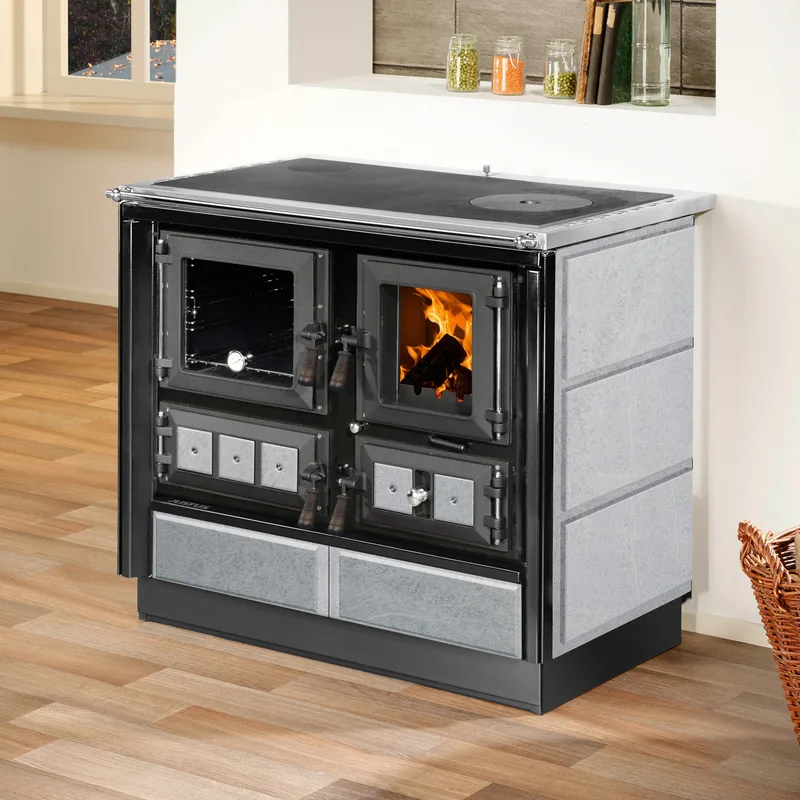 Justus Rustico-90 2.0 Cuisinière en acier/pierre ollaire, four à gauche