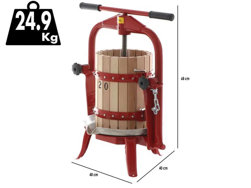 Baesso F20 - Pressoir à vis pour fruits et légumes 11 L – Cage en bois