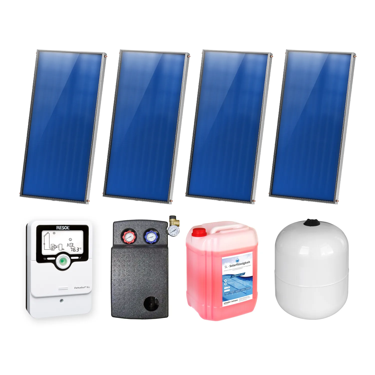 8,04 m² Ensemble de capteurs solaires plats Sunex 3 4x AMP 2.0