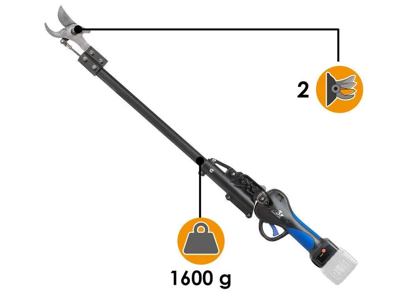 VESCO X37AF - Sécateur électrique à batterie sur perche - 90 cm - Diamètre de coupe 37 mm