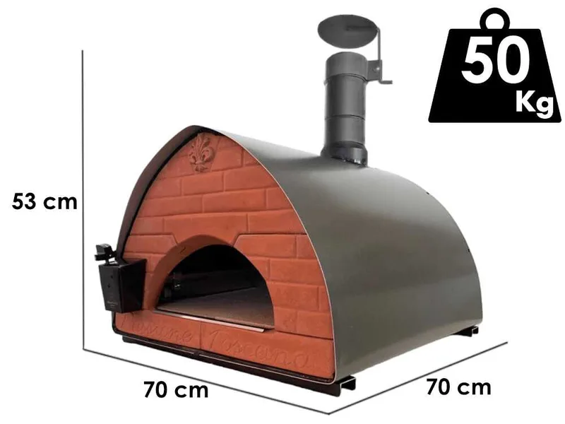 Pizza Party Bollore Pietra - Four à pizza hybride 2-en-1 gaz/bois - Chambre de cuisson 60 x 60 cm - Sole en briques réfractaires
