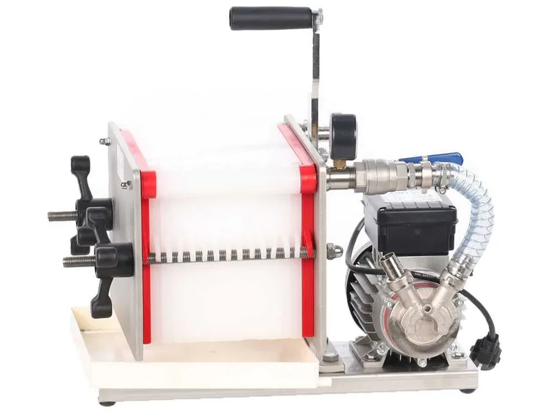 Enotecnica Pillan F14 - Filtre à vin professionnel avec 14 cartons 20x20 cm - Châssis INOX et pompe NOVAX