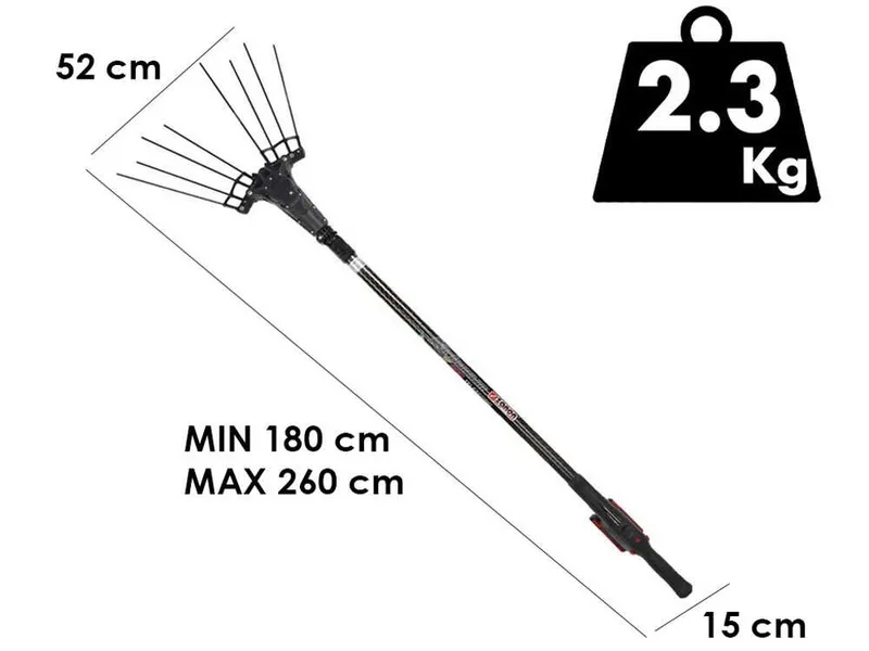 Zanon Karbonium X PRO AL-200 - Peigne vibreur électrique à batterie 2x 18 V 10 Ah - Perche télescopique 180/260 cm