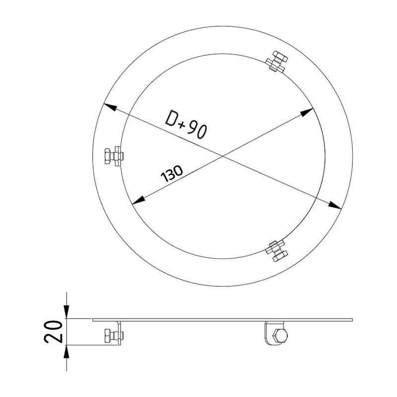 Raik Lifestyle DUO bague de finition 130mm noir pour tuyau de fumée / conduit de fumée