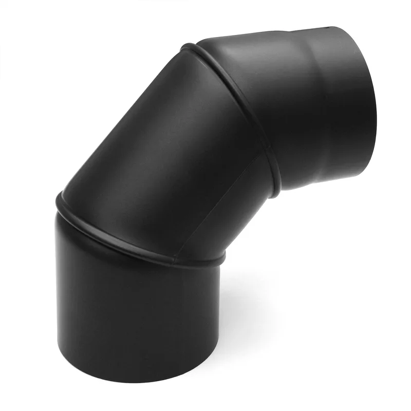 Raik Basic coude de tuyau de fumée 130mm noir 0–90° sans porte pour tuyau de fumée / conduit de fumée