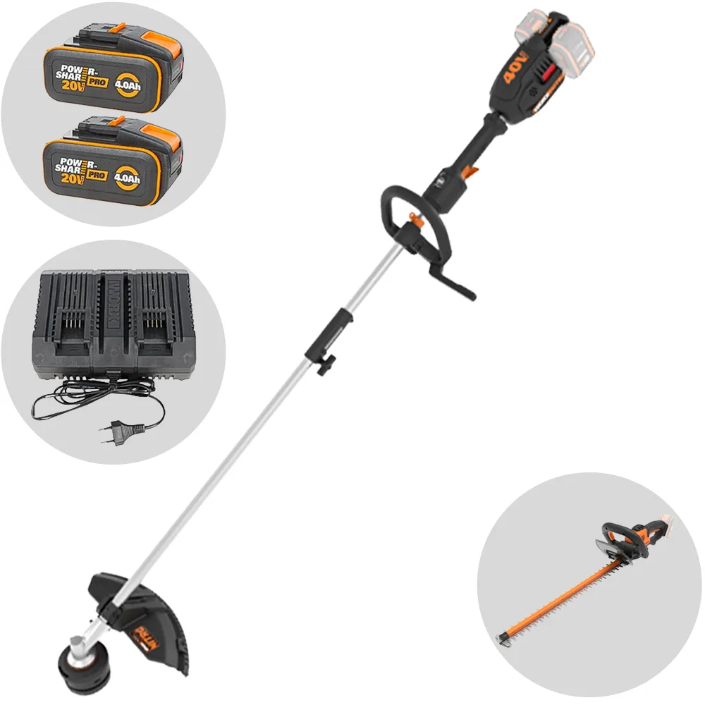 Worx NITRO WG186E - Débroussailleuse multifonction à batterie - 2x20V/4Ah