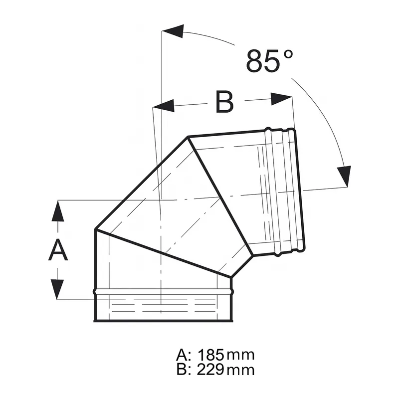 Schiedel ICS coude 85° Ø200 mm double paroi brillant