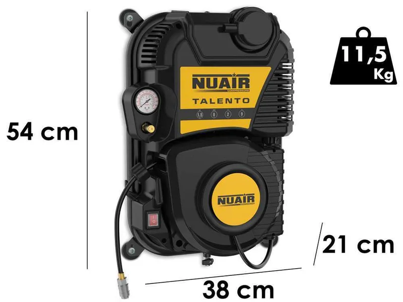 Nuair Talento - Compresseur monophasé mural, oil-less - Motoeur 1.5 CV