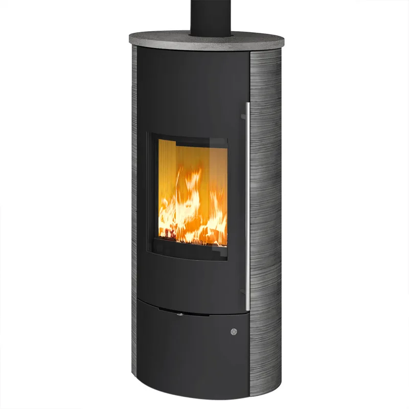 Olsberg Tolima Aqua II Compact Poêle à bois avec circulation d'eau Acier Noir | Revêtement en céramique Curlo