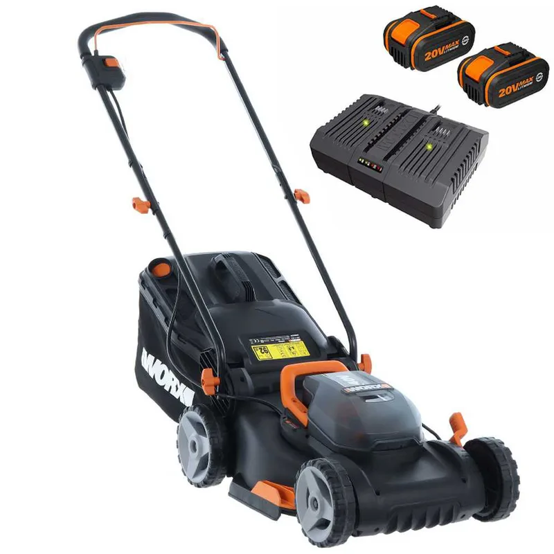 Tondeuse à gazon électrique à batterie Worx WG743E - 2X20V 4 Ah