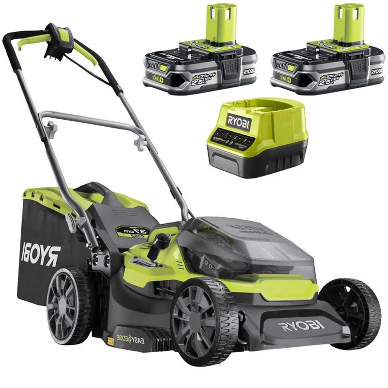 Ryobi Hybrid RY18LMH37A-225 - Tondeuse à gazon à batterie - 2x36V/2,5Ah - Coupe de 37 cm