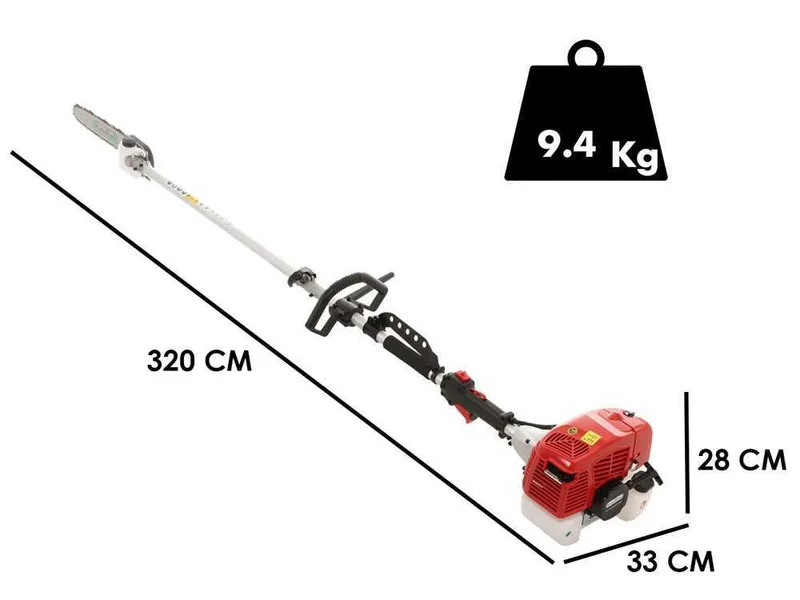 Perche élagueuse à 2 temps GeoTech GT-2 58 L avec perche de rallonge - 58 cm3