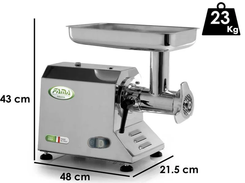 Fama TIK12 UNIKO - Hachoir à viande électrique - Corps et groupe de hachage en acier inox - 230V