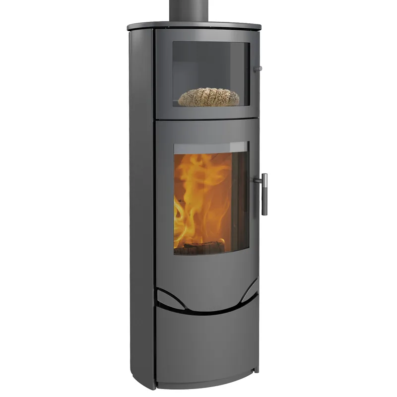 Lotus Prio 7 Poêle à bois Acier Gris avec compartiment four, RR arrière ou RR dessus