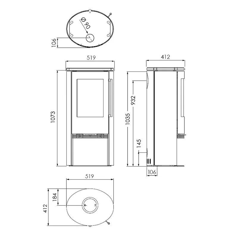 Poêle à bois TermaTech TT21R Acier Noir