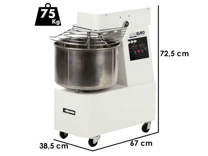 Mixer 2000 T-2G DIG - Pétrin à spirale - 16 kg triphasé à 2 vitesses - Écran numérique