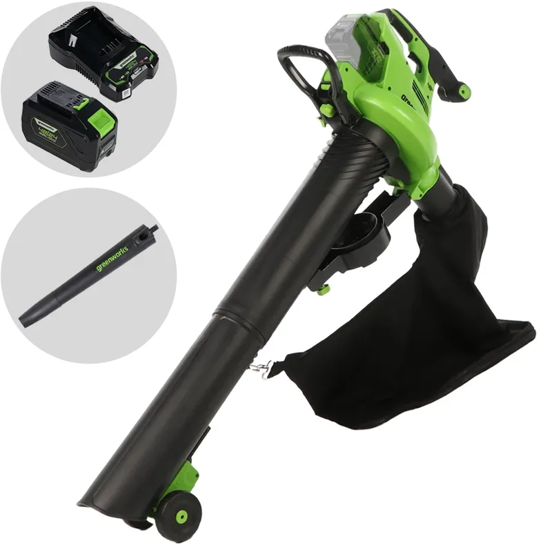 Greenworks GD48BVIIK4 - Souffleur aspirateur à batterie 48V 4Ah