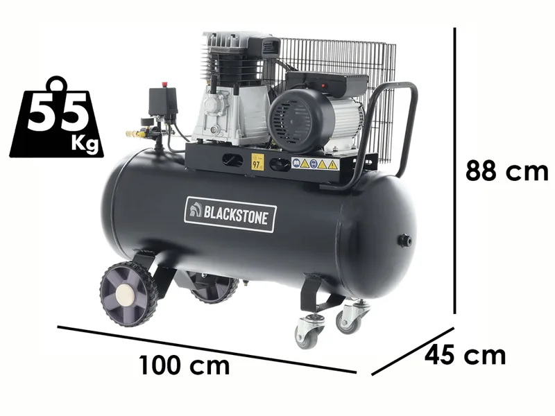 BlackStone B-LBC 100-30 - Compresseur d'air électrique à courroie - Moteur 3 CV - 100 L
