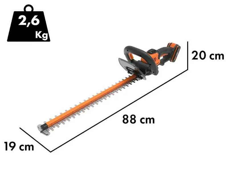 Worx WG264E - Taille-haie à batterie - 20V/2Ah - Lame de 56 cm