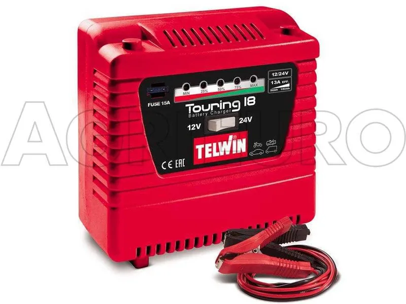 Telwin Touring 18 - Chargeur de batterie 12/24V - batteries de 60Ah à 180Ah et de 50Ah à 115Ah