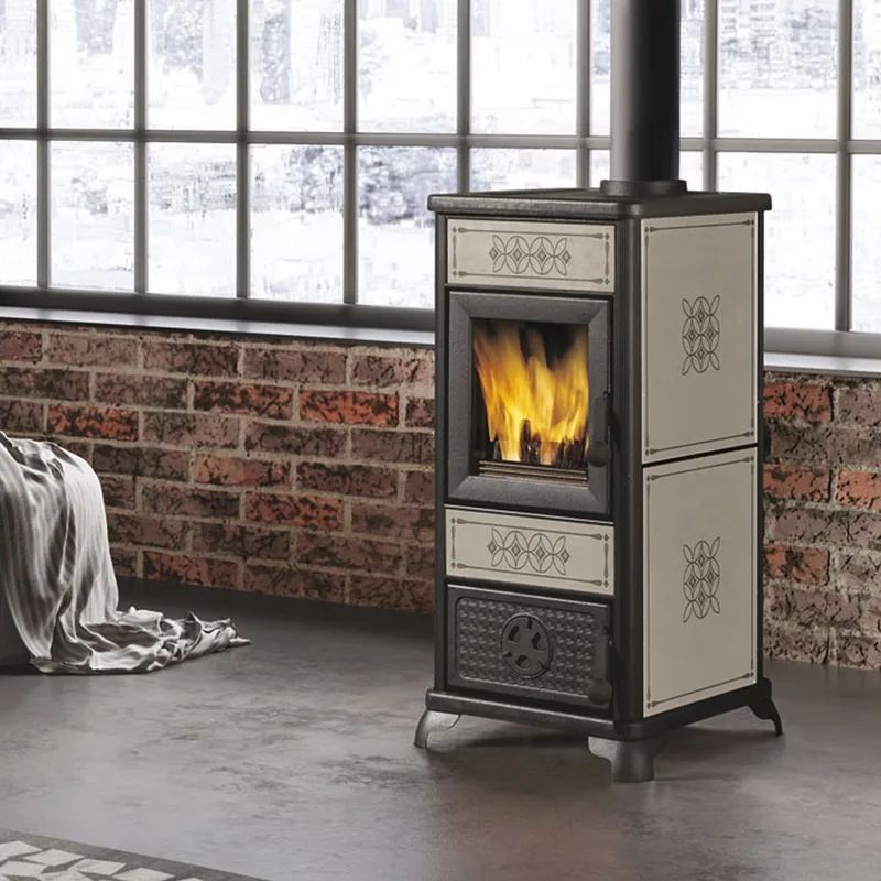 EK63 Decor Evo Poêle à bois céramique gris tourterelle