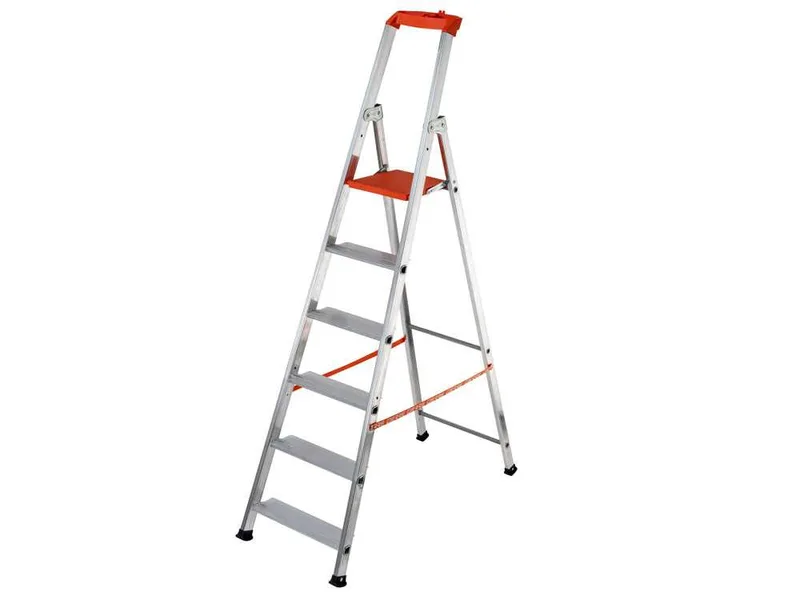 Gierre Stabila AL730DS - 6 marches, 1.96 m - Échelle en aluminium avec tréteau