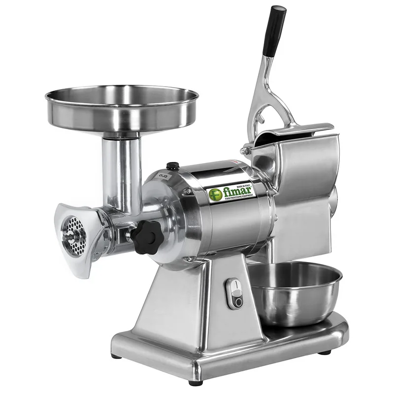 Fimar TC12T - Hachoir à viande électrique avec râpe intégrée - 400 V - 1 CV - Groupe de hachage en aluminium - Sans inverseur de marche