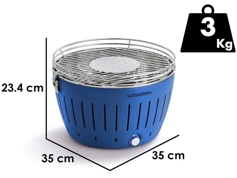 LotusGrill LG G34 U BL - Barbecue portable pour l'extérieur - Coque bleue