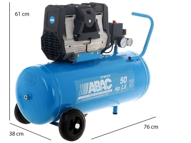 Abac montecarlo OS15P - Compresseur d'air électrique monophasé silencieux, sans huile - Moteur 1,5 CV - 50 litres