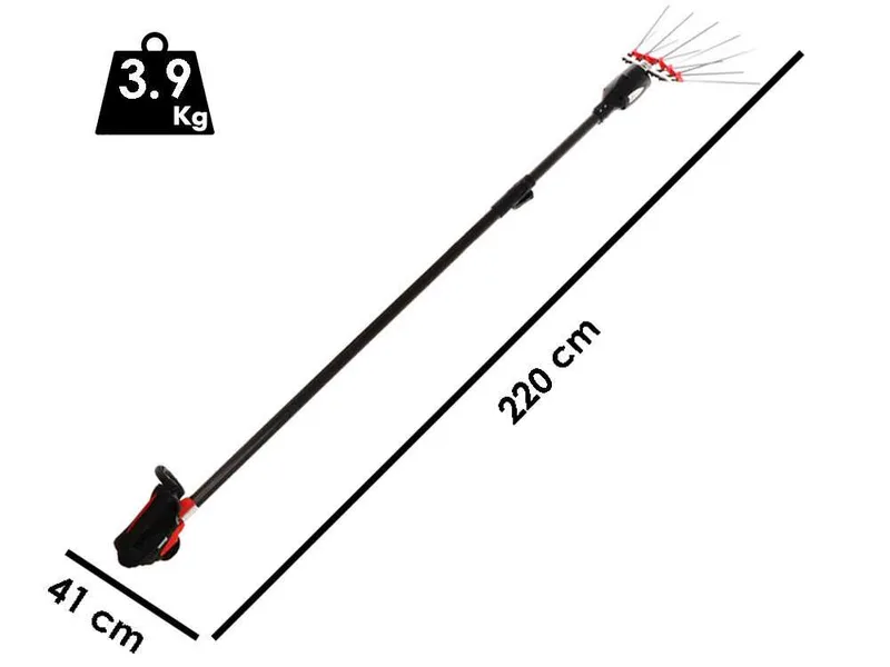 Peigne vibreur électrique à batterie Infaco V5000P3ET - Perche télescopique de 220 à 280 cm - Batterie à dos incluse
