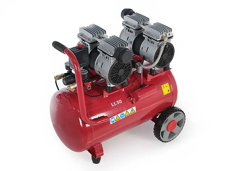 GeoTech S-AC50-8-10x2 - Compresseur d'air électrique silencieux à double culasse 50 L oilless - 2 CV