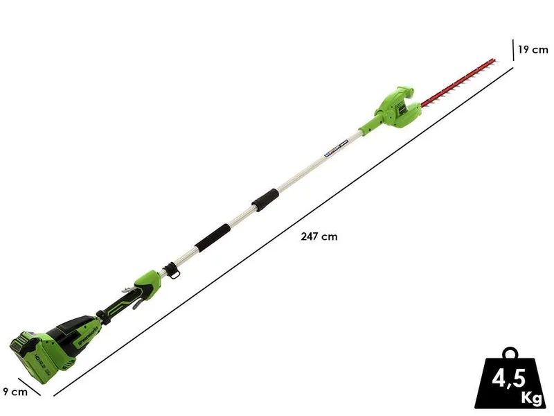 Greenworks G40PHA - Taille-haie sur perche de rallonge télescopique électrique orientable