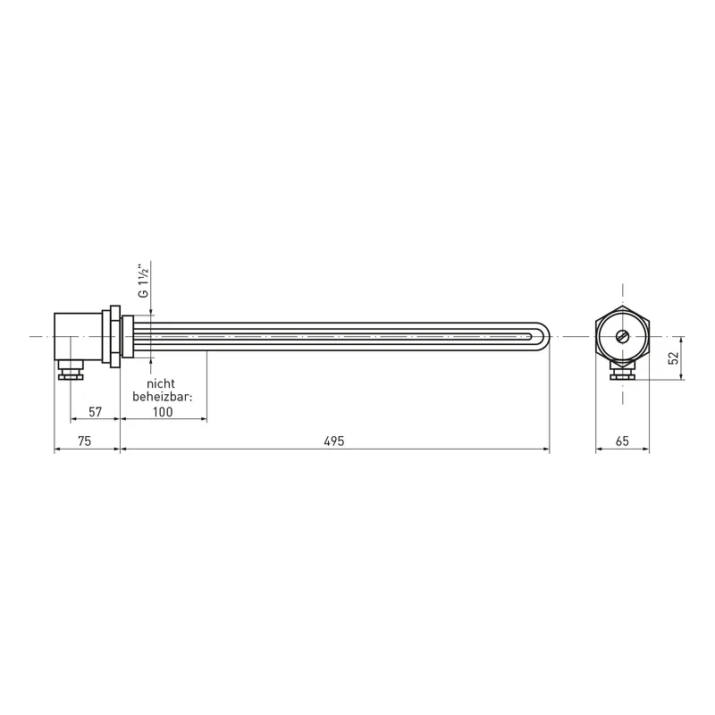 Résistance à visser / Cartouche chauffante ESH 6.00 - 6 kW - 495 mm