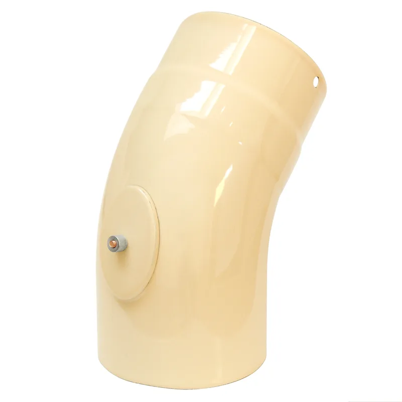 Coude de conduit de fumée / Coude de tuyau de poêle émaillé 130 mm - Coude de 45° lisse ivoire avec ouverture de nettoyage