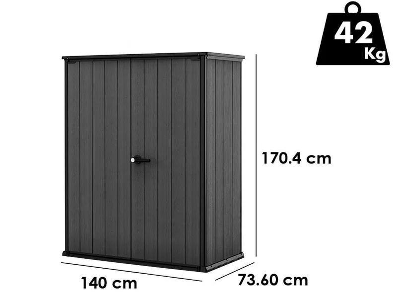 Keter Cortina Alto - Armoire de jardin à outils - 140 x 73,6 x 170,4 cm