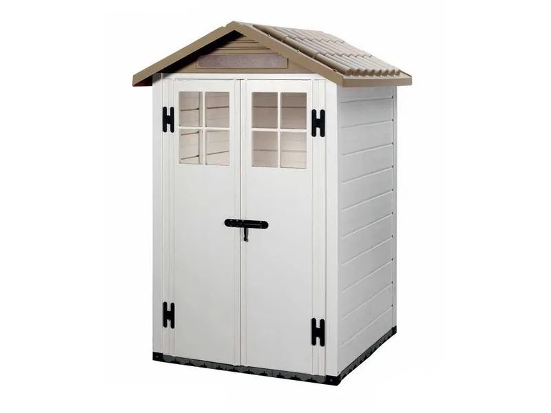 Garofalo Tuscany Evo 120 - Abri de jardin - Avec fenêtres et porte à double battant - 122,5 x 122,5 x 214 cm