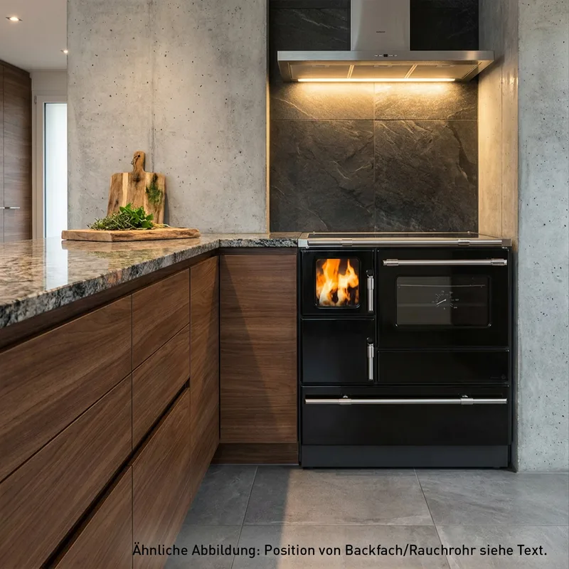 Wamsler K 128 F Cuisinière à bois à gauche cachemire mat avec plaque vitrocéramique