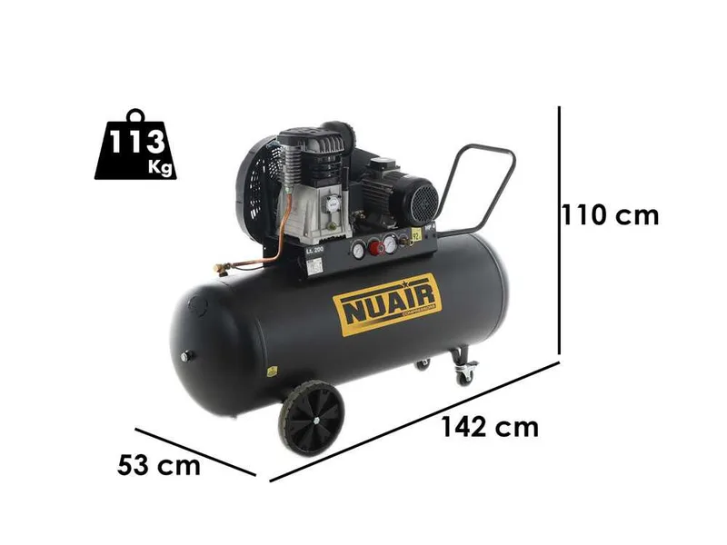 Nuair B3800B/4CT/200 Tech-Pro - Compresseur d'air électrique triphasé à courroie - Moteur 4 CV - 200 L
