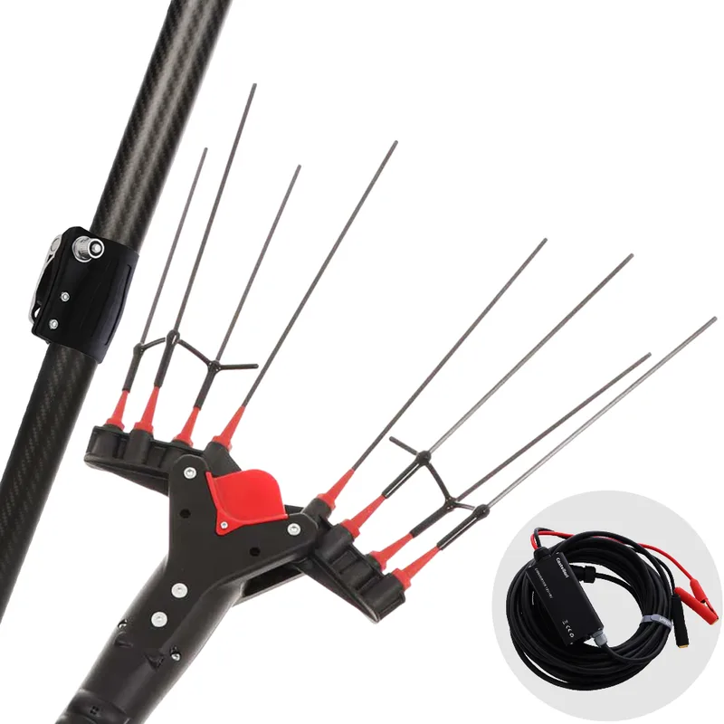 Castellari Vertigo Carbon C 12V - Peigne vibreur électrique à batterie de type automobile avec câble inclus - Perche aluminium télescopique 190/240 cm