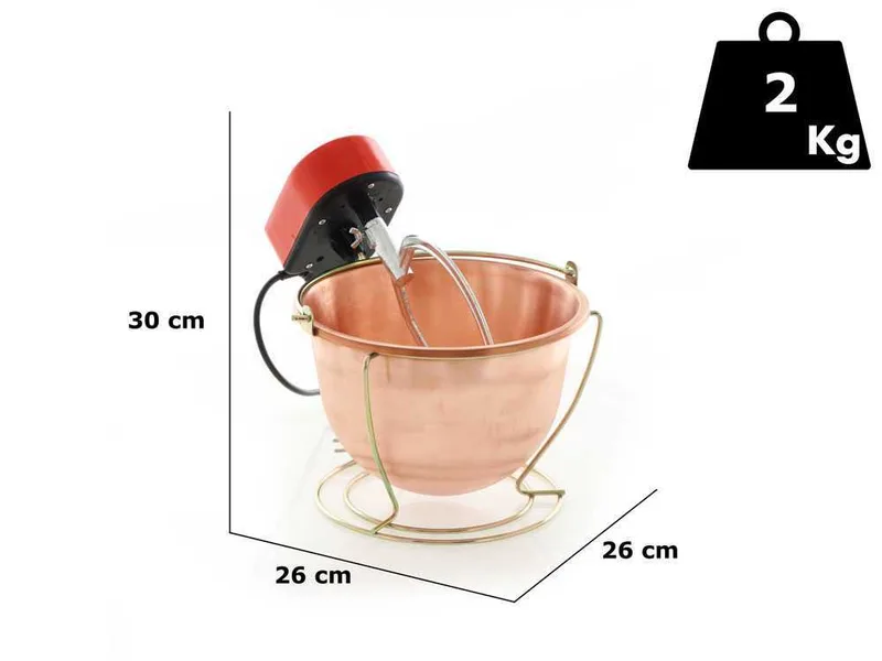 Chaudron électrique en cuivre lisse pour polenta NuovaFac Cuoca Automatica base ronde 4L - 5W
