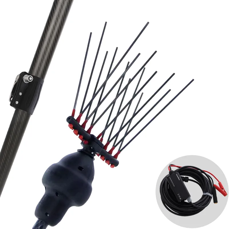 Castellari Fenix L V2 - Peigne vibreur électrique à batterie de type automobile avec câble inclus - Perche télescopique en carbone 230/320 cm