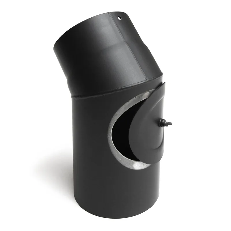 Raik Basic coude de tuyau de fumée 160mm noir 45° avec porte pour tuyau de fumée / conduit de fumée