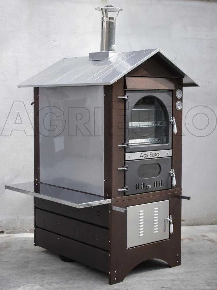 AgriEuro Magnus 100 Deluxe EXT - Four à bois en acier d'extérieur - Cuivre émaillé - Inox