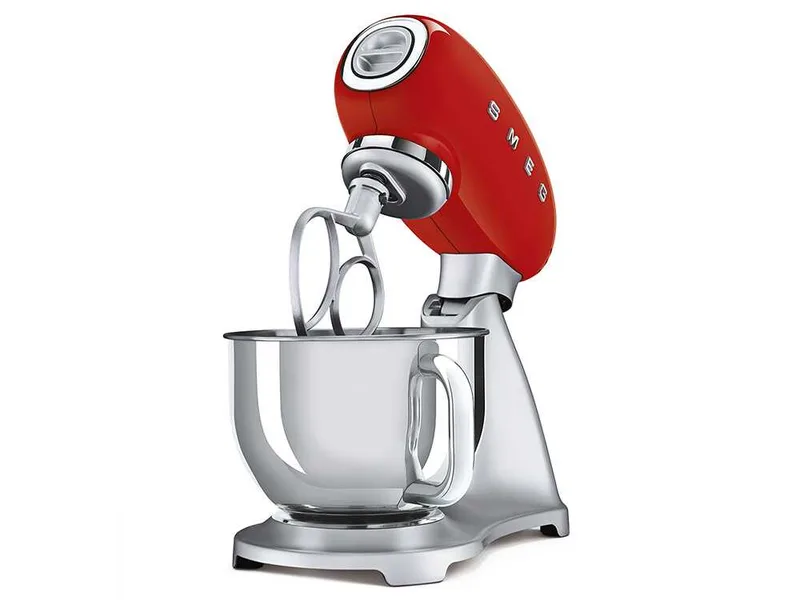 Smeg SMF02RDEU Rouge - Batteur Mélangeur Planétaire - Bol en Inox de 4,8 litres