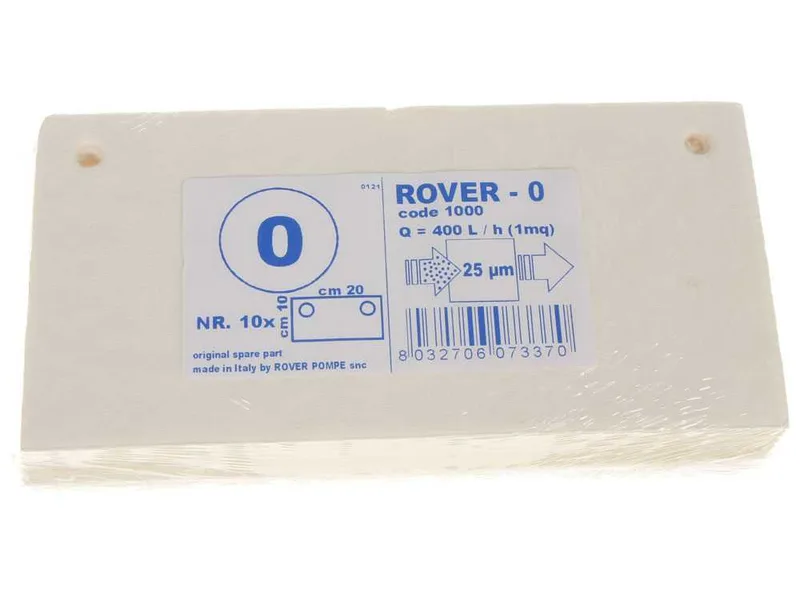 Type 0 - Cartons filtrants Rover pour pompes avec filtre Pulcino - 20x10 cm - 10 pièces