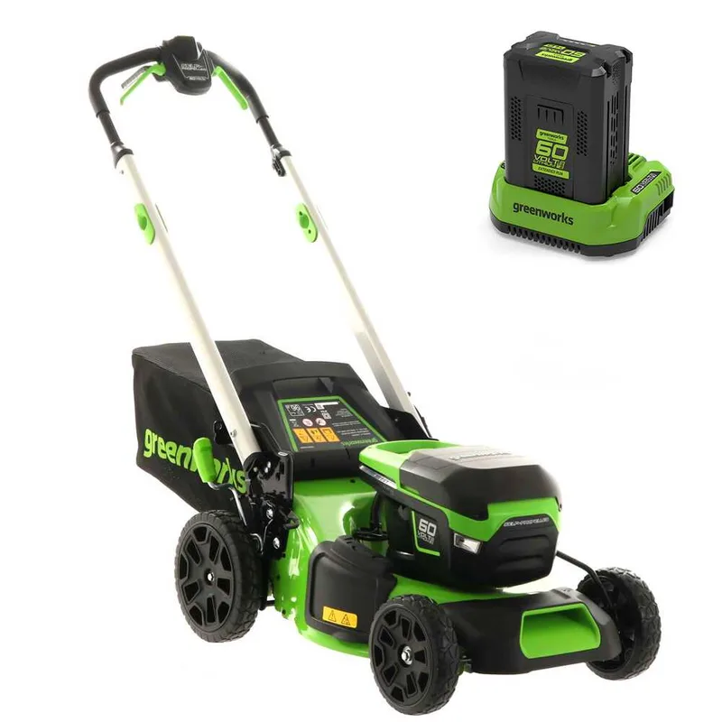 Greenworks GD60LM46SPK4 - Tondeuse à gazon autotractée à batterie - 60V/4Ah - Coupe 46 cm