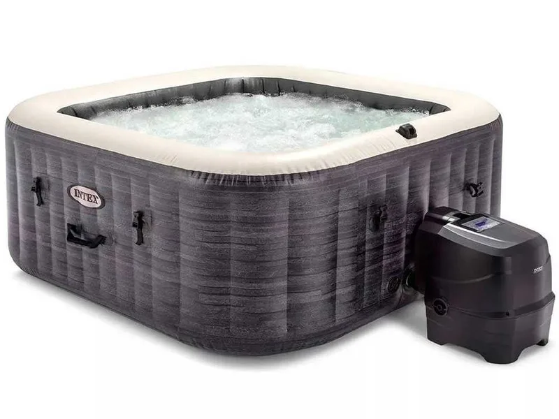 Intex Carrée Greystone Deluxe 28450NP - Ø173x71 cm - Spa gonflable à hydromassage