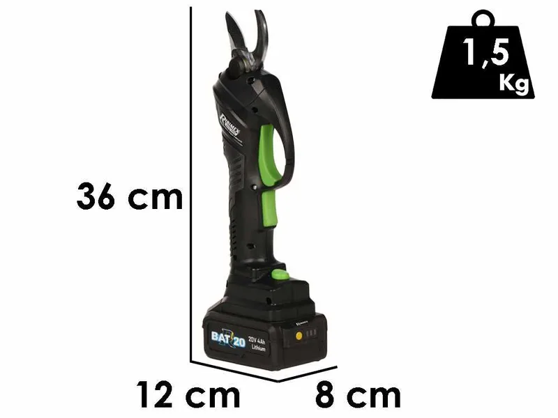 Ribimex PRBAT20/SEC - Sécateur électrique sur perche 147-203 cm - 20V/4Ah - Diamètre de coupe 25 mm