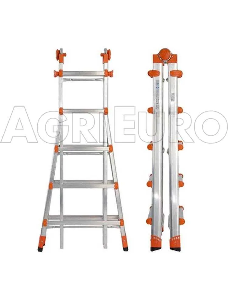 Gierre Peppina AL040DS - 2x10 marches, 5.70 m - Échelle télescopique en aluminium