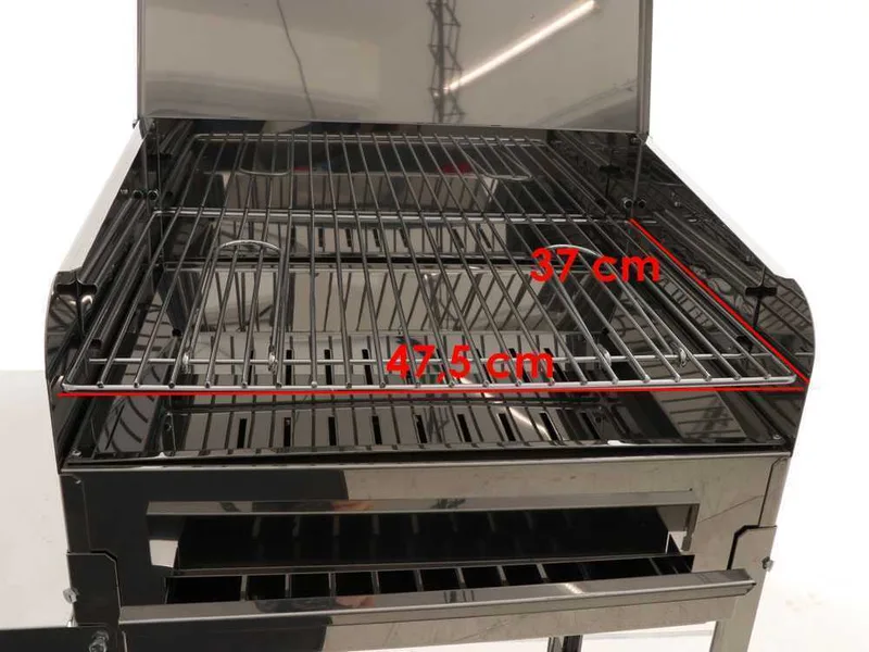 Mille Achille Small - Barbecue à charbon en acier inox artisanal - 47,5x37 cm